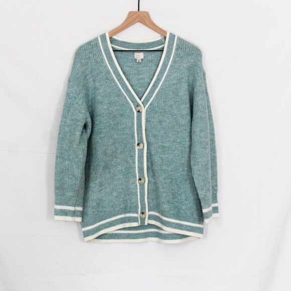 A New Day Oversized Varsity Blue Button Front Cardigan Small - Picture 2 of 8